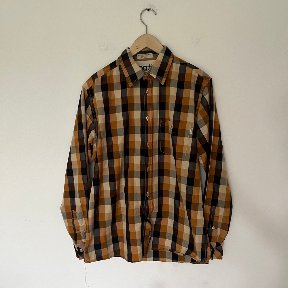 Matix Marc Johnson Pro Series Plaid Button Down Shirt Mens Medium Orange Brown